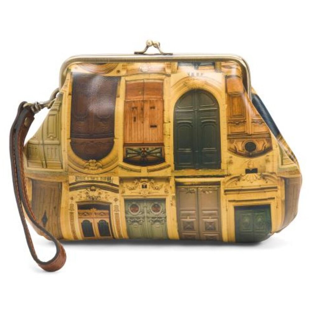 PATRICIA NASH 'Savena' Framed KissLock Wristlet "Doorways to Italy" Gift Box-NWT
